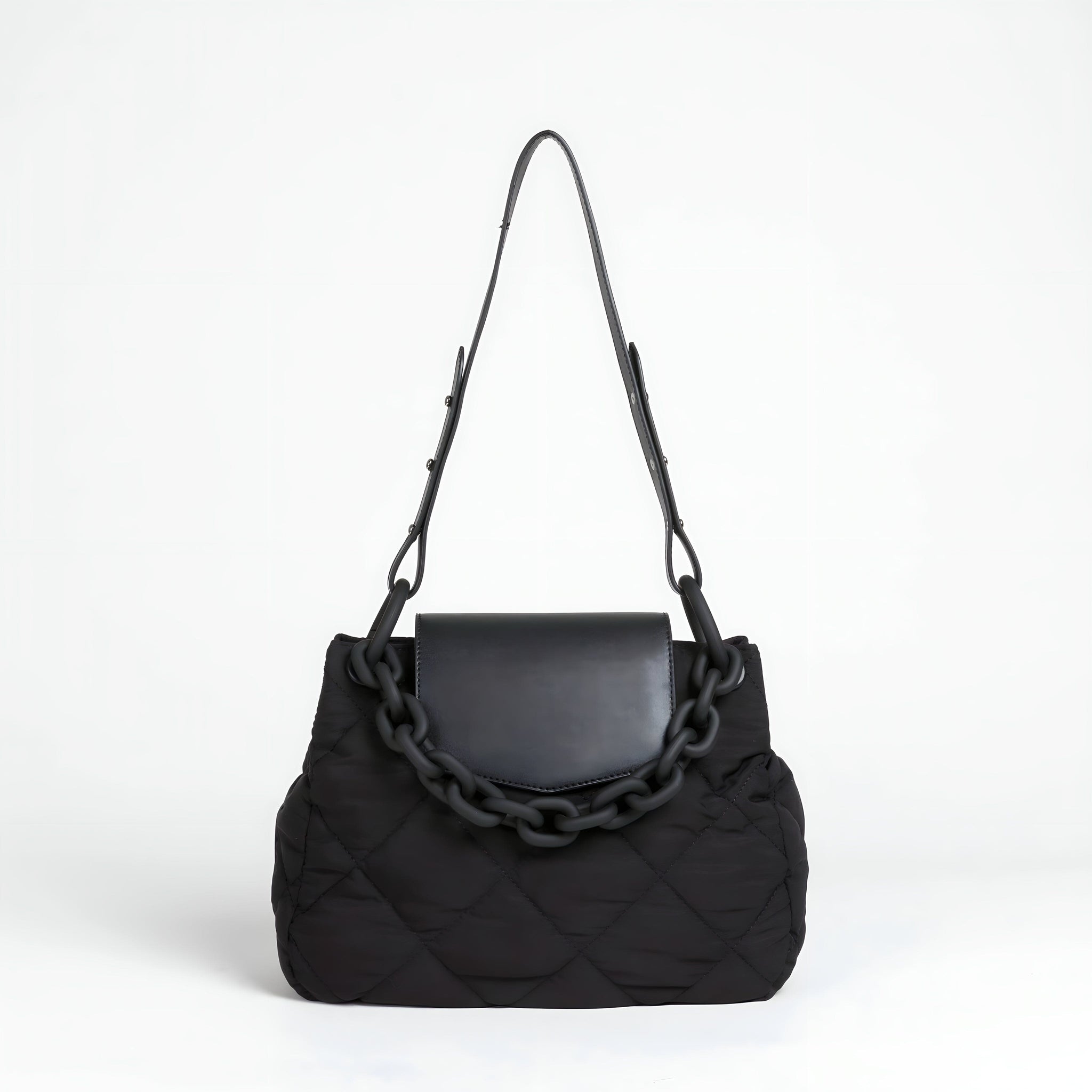 The Merritt Chainlink Quilted Handbag Purse - Multiple Colors 0 SA Styles Black 