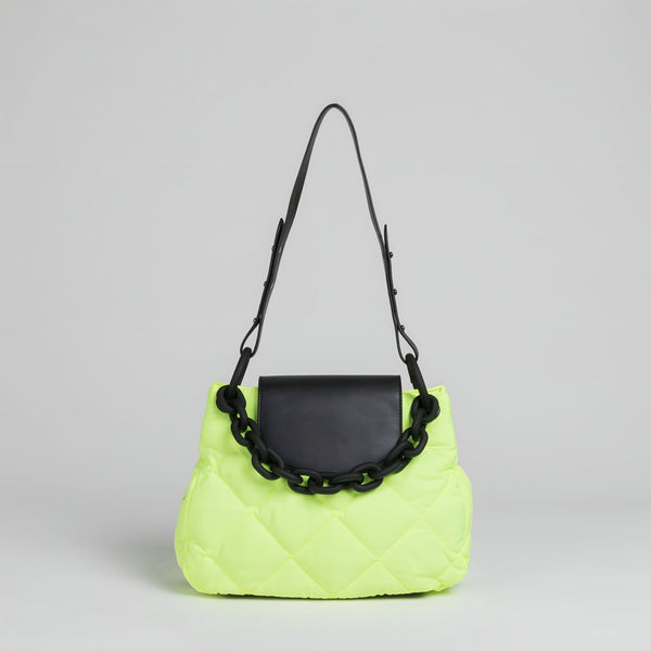 The Merritt Chainlink Quilted Handbag Purse - Multiple Colors 0 SA Styles Lime 