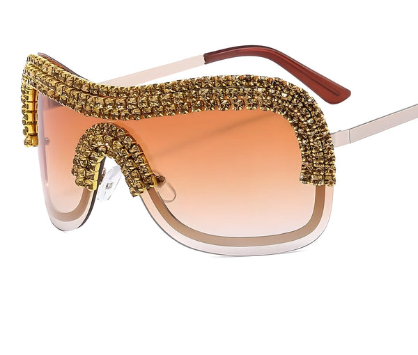 The Hollywood Rhinestone Sunglasses - Multiple Colors 0 SA Styles Amber 