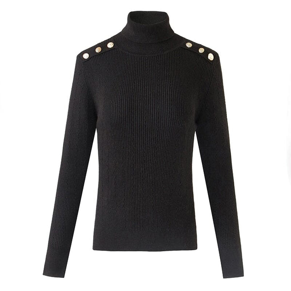 The Leighton Long Sleeve Knitted Turtleneck - Multiple Colors 0 SA Styles Black S 