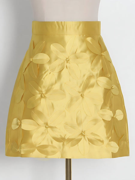 The Lotus High Waist Mini Skirt - Multiple Colors 0 SA Styles Gold S 
