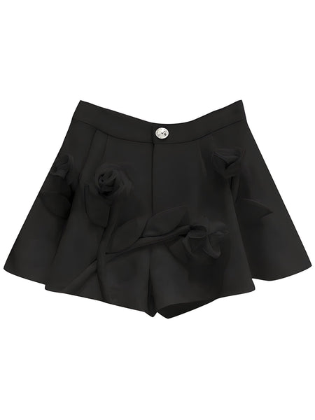 The Briar High Waist Appliqued Shorts - Multiple Colors 0 SA Styles Black S 