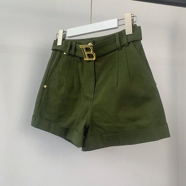 The Bey High-Waist Denim Shorts - Multiple Colors 0 SA Styles Army Green S China