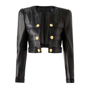 The Rochelle Faux Leather Cropped Moto Jacket 0 SA Styles S 