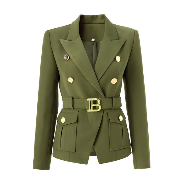 The Bey Long Sleeve Belted Blazer - Multiple Colors 0 SA Styles Army Green S 