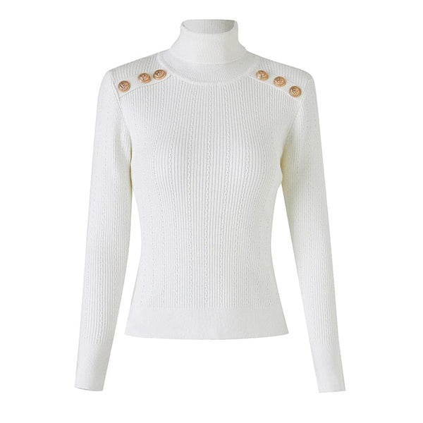 The Leighton Long Sleeve Knitted Turtleneck - Multiple Colors 0 SA Styles White S 
