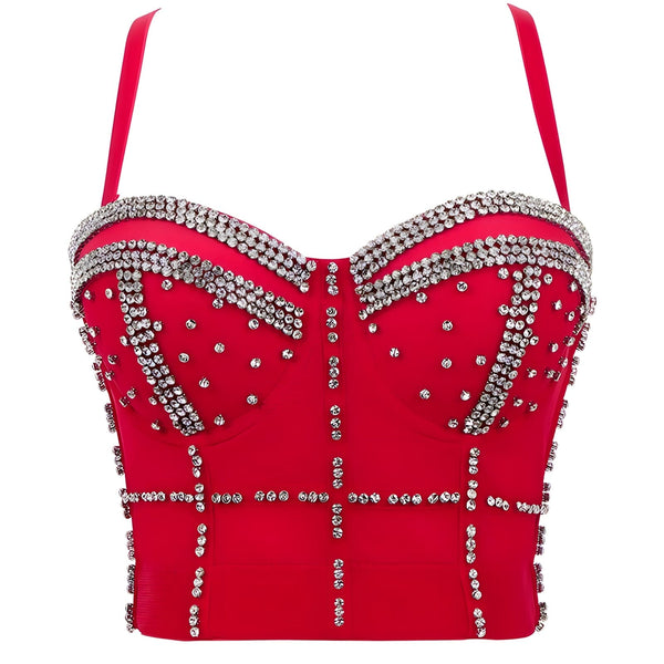 The Cardi Crop Top Rhinestone Camisole - Multiple Colors 0 SA Styles Red S 