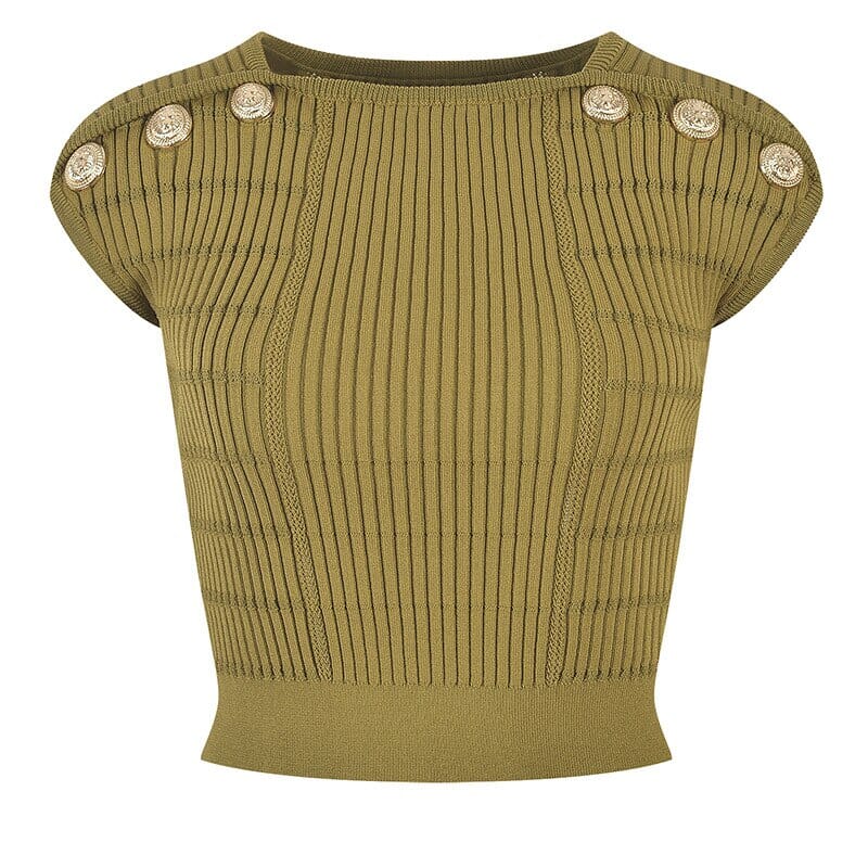 The Lilo Sleeveless Knitted Shirt - Multiple Colors 0 SA Styles Olive S 