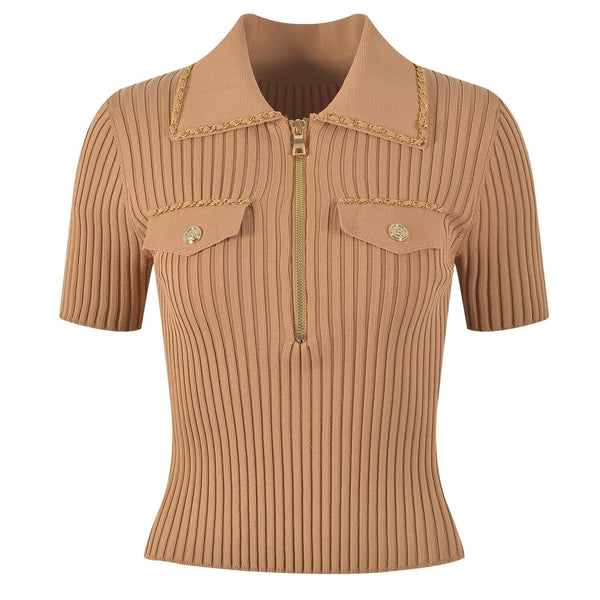 The Blythe Short Sleeve Knitted Polo Shirt - Multiple Colors 0 SA Styles Khaki S 