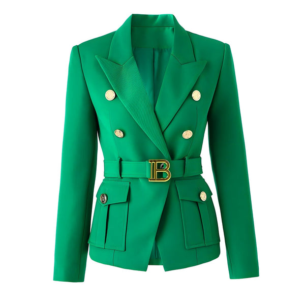 The Bey Long Sleeve Belted Blazer - Multiple Colors 0 SA Styles Green S 