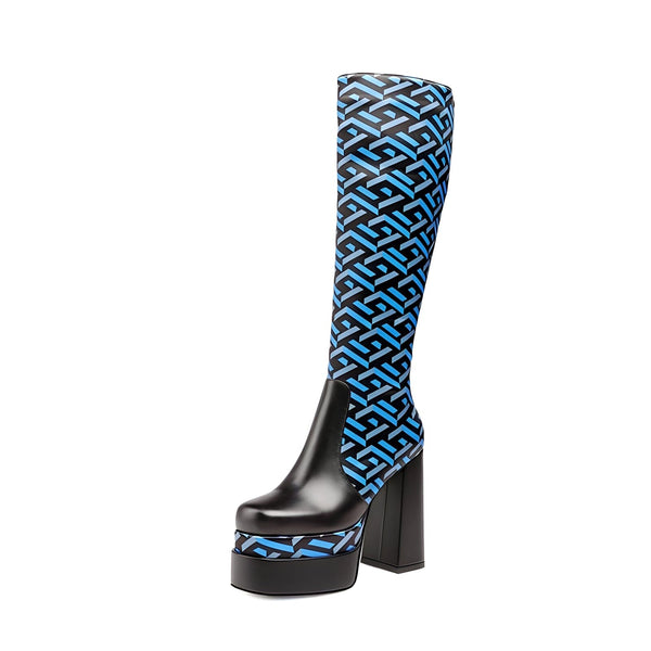 The Esme Platform Knee-High Boots 0 SA Styles Blue EU 34 / US 4.5 