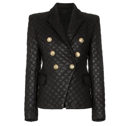 The Cynthia Quilted Faux Leather Blazer Shop5798684 Store XS 