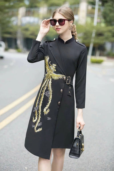 The Phoenix Long Sleeve Spliced Dress MoaaYina Official Store 