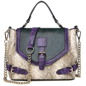 The "Francine" Snakeskin Handbag Purse - Multiple Colors Luke + Larry Khaki 